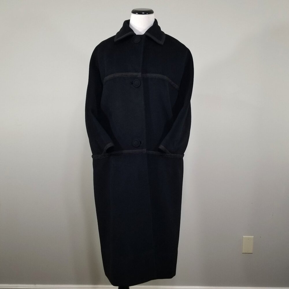 Vintage Don Loper Coat Black Womens M/L 3/4 Sleeve Beverly Hills Iconic 50s
